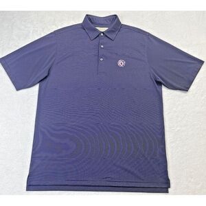 Donald Ross Men Blue Performance Golf Polo Striped size L - Greenbriar Hills GC.